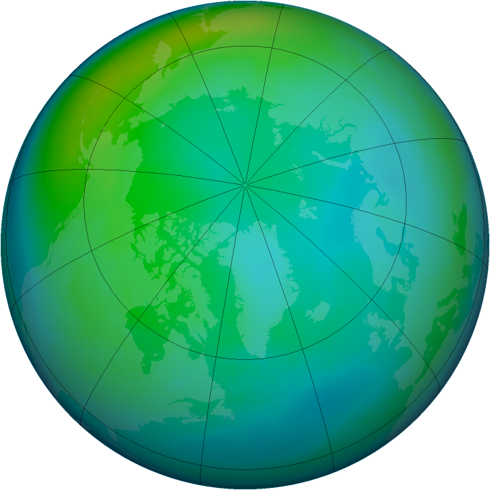 Arctic ozone map for November 1991